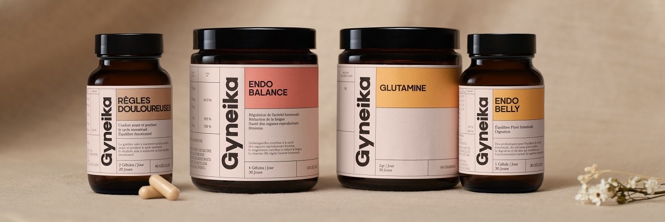 Complément Alimentaire GYNEIKA Endobelly + Glutamine - Digestion, Ballonnements, Flore Intestinale - Valide Jusqu'au 12/2026