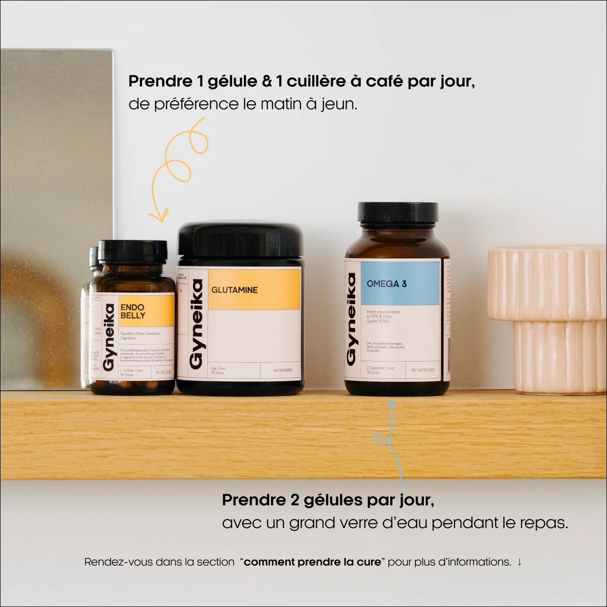 Conseils Pack endostart compléments alimentaires endométriose Gyneika Glutamine endobelly omega 3